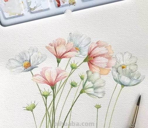 简单水彩小插画 这样的水彩作品 才适合新手