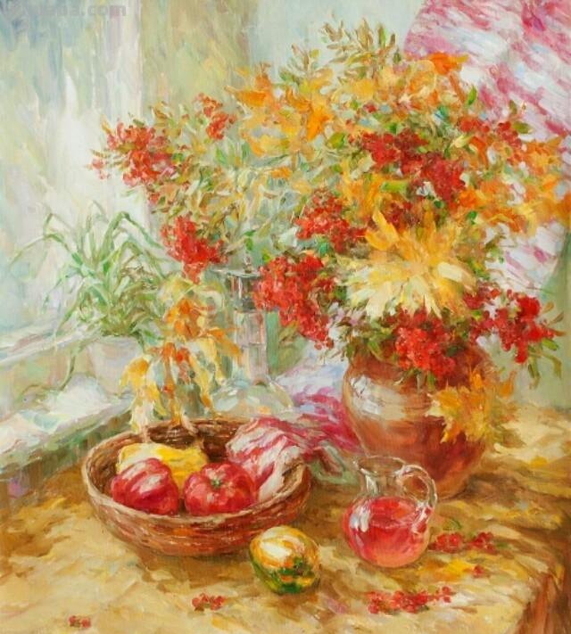 乌克兰画家米哈·林科静物花卉油画欣赏