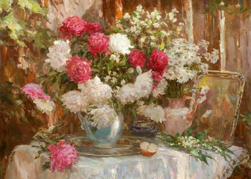 乌克兰画家米哈·林科静物花卉油画欣赏