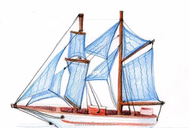 彩铅海洋帆船怎么画 帆船涂什么颜色好看？