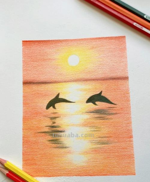怎么画夕阳落山彩铅 铅笔画太阳下山？