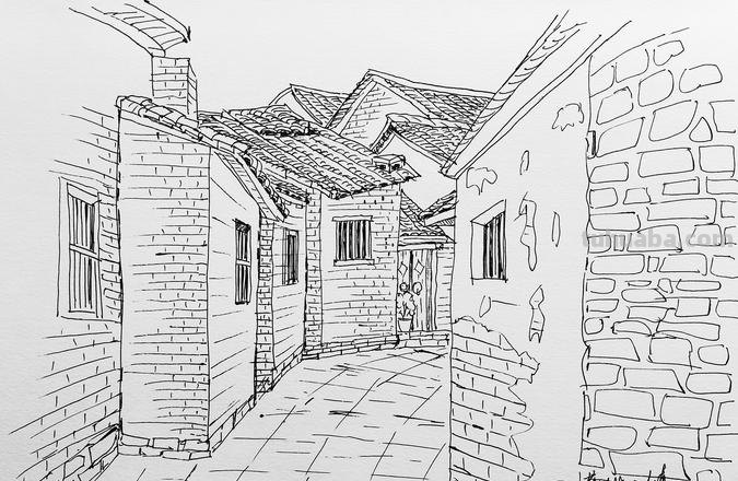 长条古城速写 如何画风景速写?画老房子建筑风景速写步骤?