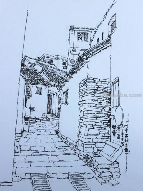 长条古城速写 如何画风景速写?画老房子建筑风景速写步骤?