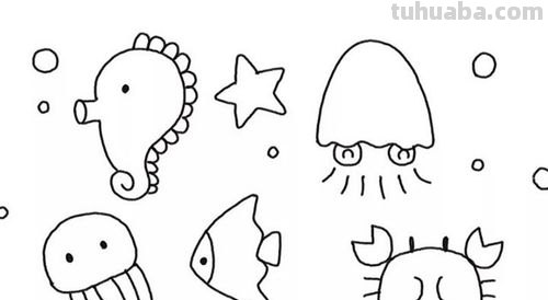 海底世界儿童简笔画步骤图和涂色模板 收藏起来备用