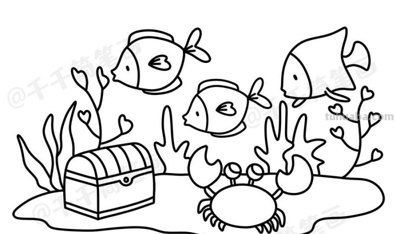 海底世界儿童简笔画步骤图和涂色模板 收藏起来备用