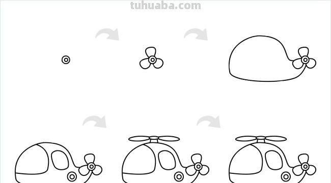 育儿简笔画 玩具直升飞机的画法