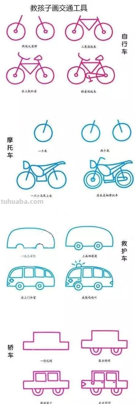 30种交通工具简笔画教程大全