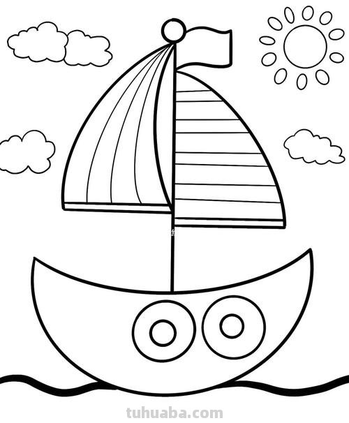 帆船简笔画 帆船简笔画带颜色