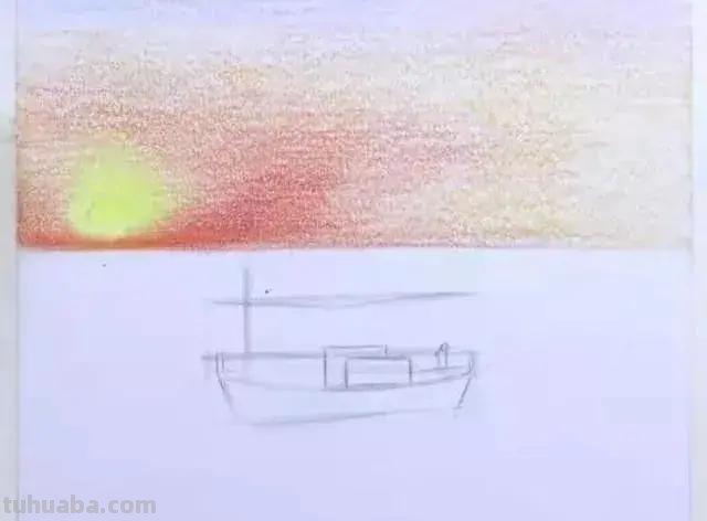 彩铅风景｜江畔黄昏，细腻唯美的彩铅画，简单易学