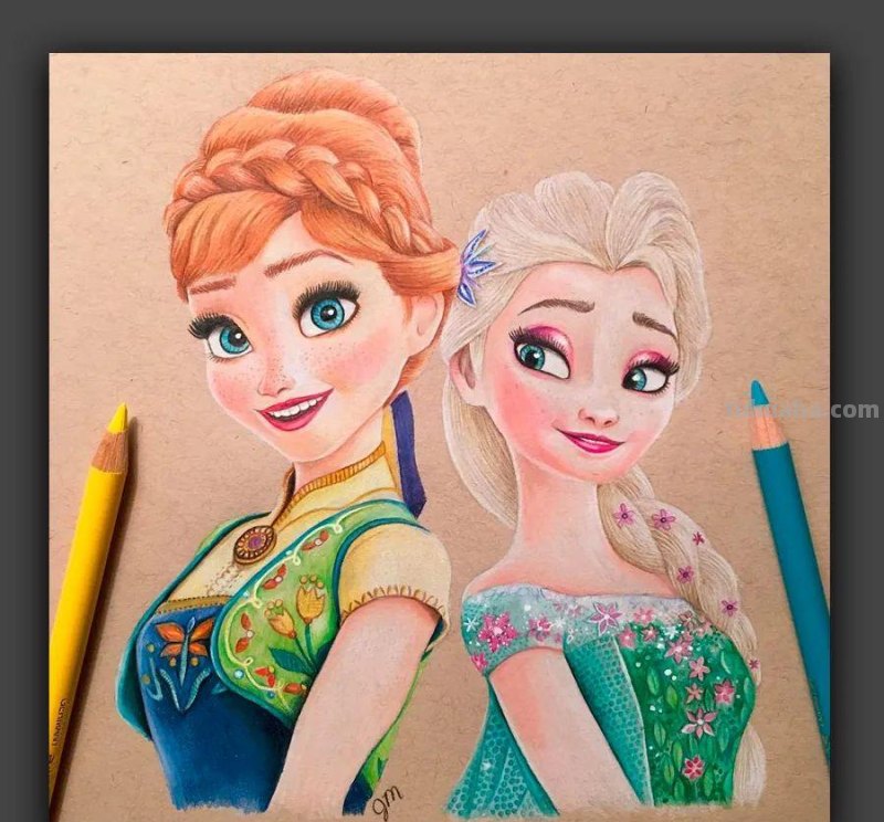 画在牛皮纸上的彩铅画，每一张都是超棒的学习素材