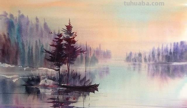 迷人的湖光山色 - 写意风景水彩画欣赏