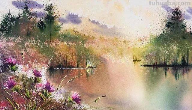 迷人的湖光山色 - 写意风景水彩画欣赏