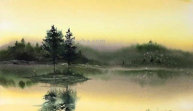 迷人的湖光山色 - 写意风景水彩画欣赏