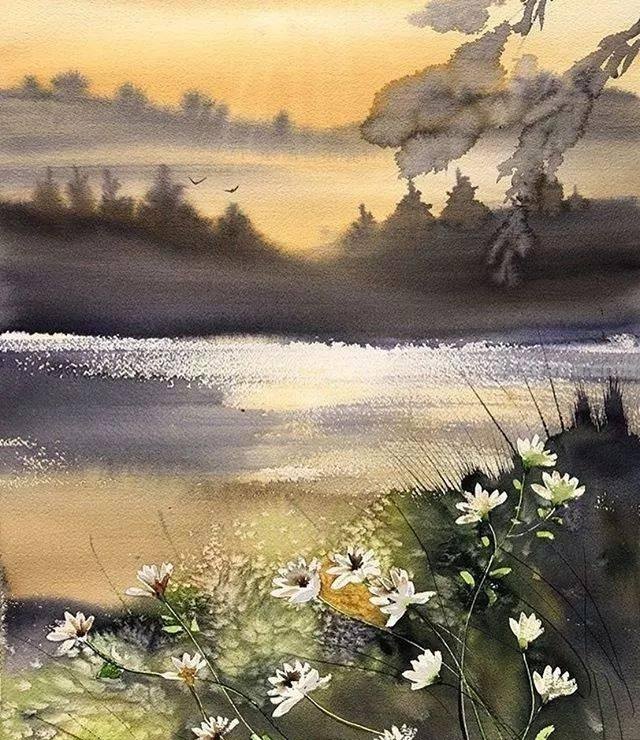 迷人的湖光山色 - 写意风景水彩画欣赏