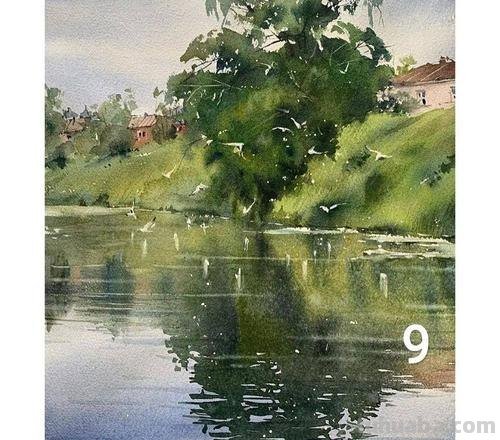 素材｜15例精致简约的水彩风景画，淡淡的色彩太美了