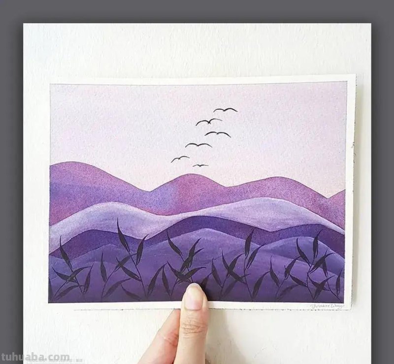 素材｜15例精致简约的水彩风景画，淡淡的色彩太美了