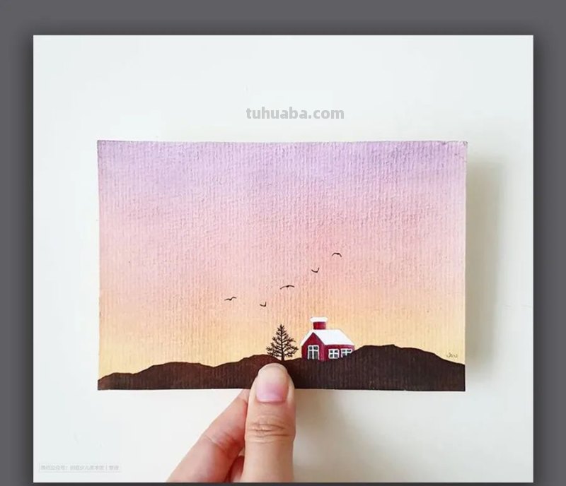 素材｜15例精致简约的水彩风景画，淡淡的色彩太美了