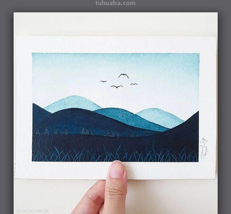 素材｜15例精致简约的水彩风景画，淡淡的色彩太美了