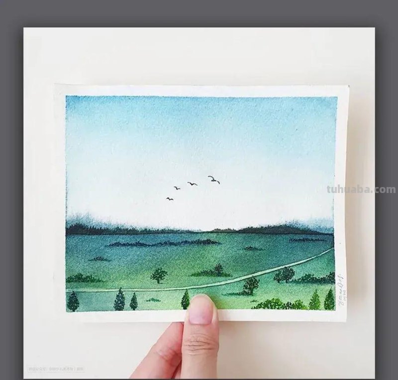 素材｜15例精致简约的水彩风景画，淡淡的色彩太美了