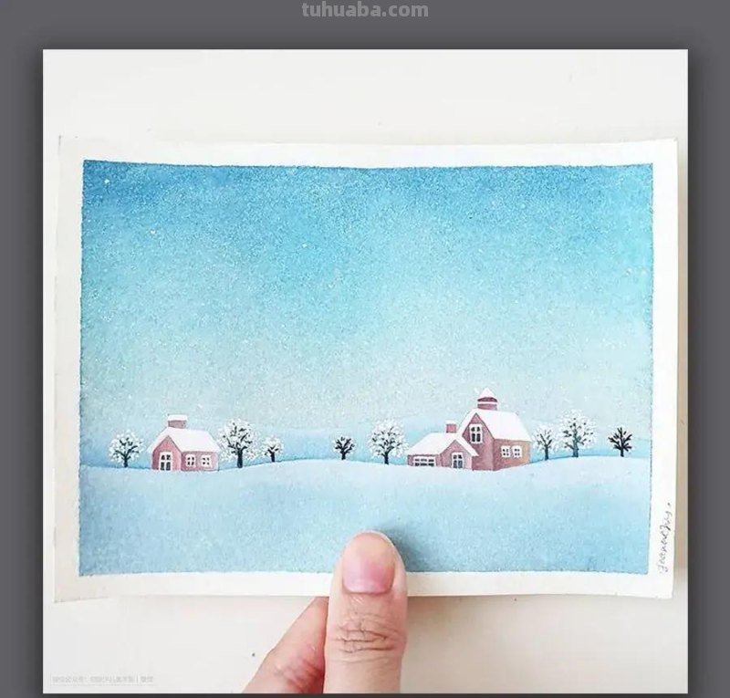 素材｜15例精致简约的水彩风景画，淡淡的色彩太美了