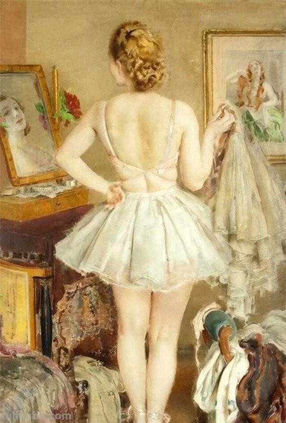 复古女郎 - 捷克画家卢科塔·金里奇人物水彩画欣赏