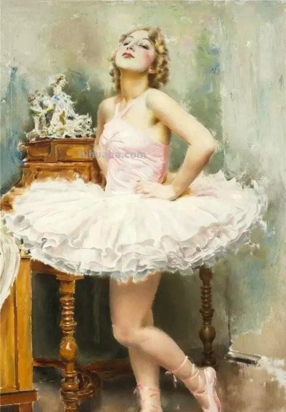 复古女郎 - 捷克画家卢科塔·金里奇人物水彩画欣赏