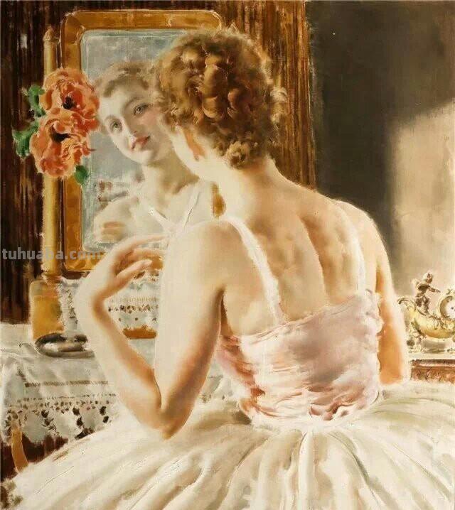 复古女郎 - 捷克画家卢科塔·金里奇人物水彩画欣赏