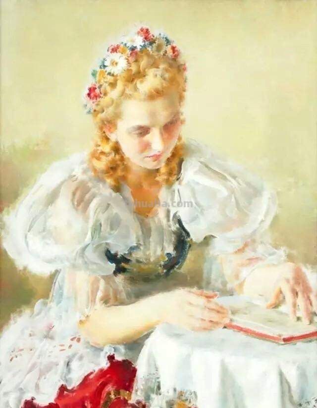 复古女郎 - 捷克画家卢科塔·金里奇人物水彩画欣赏