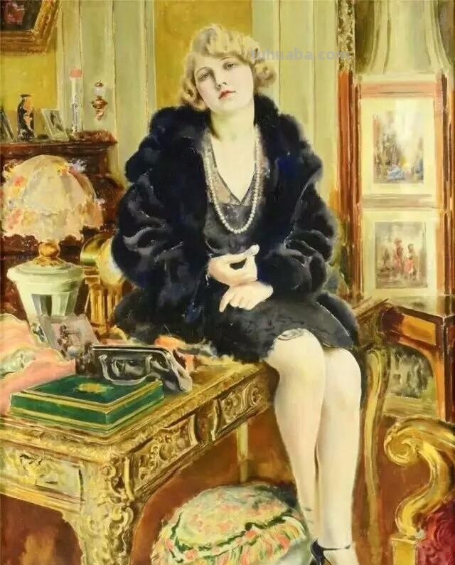 复古女郎 - 捷克画家卢科塔·金里奇人物水彩画欣赏