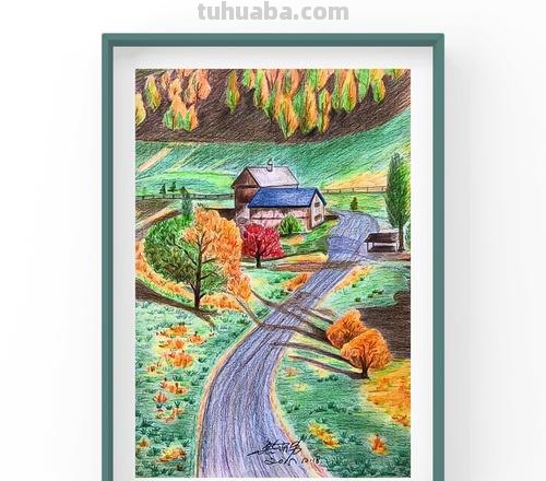 农场怎么画 彩铅图片 怎么用彩铅画出四季花园？