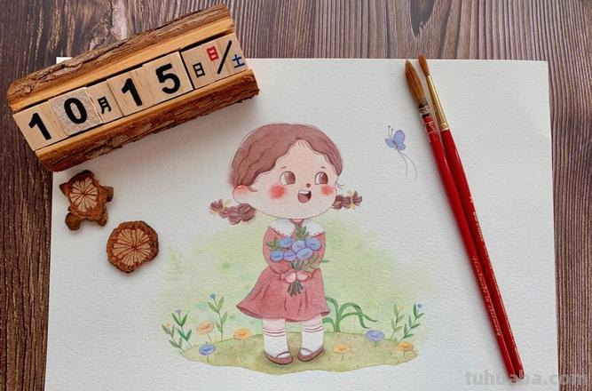 超可爱，超萌的儿童水彩插画，看的人心里暖暖的