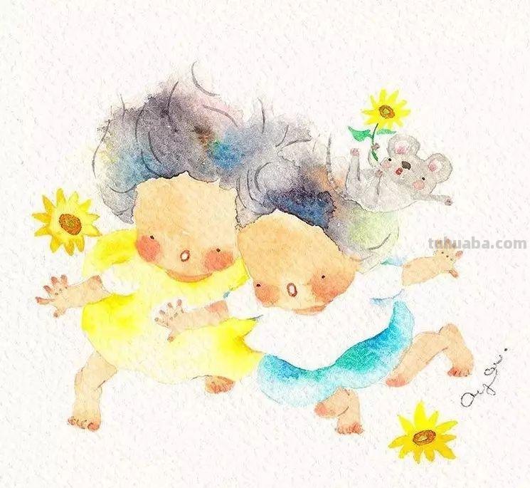 超可爱，超萌的儿童水彩插画，看的人心里暖暖的