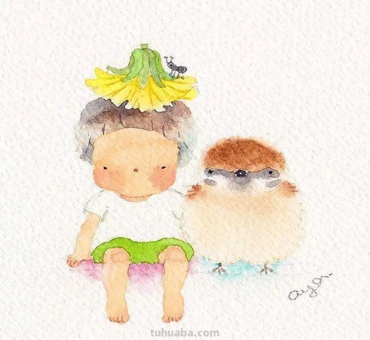 超可爱，超萌的儿童水彩插画，看的人心里暖暖的