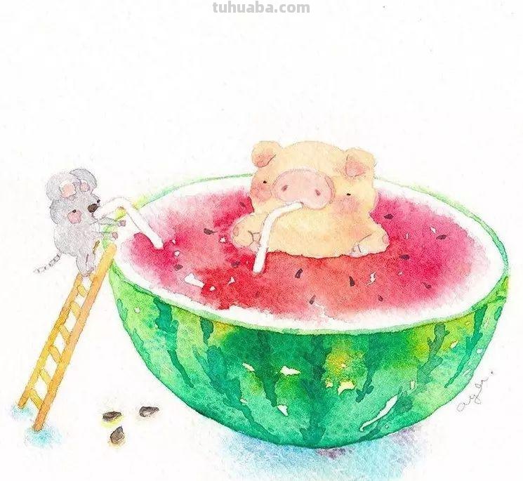 超可爱，超萌的儿童水彩插画，看的人心里暖暖的