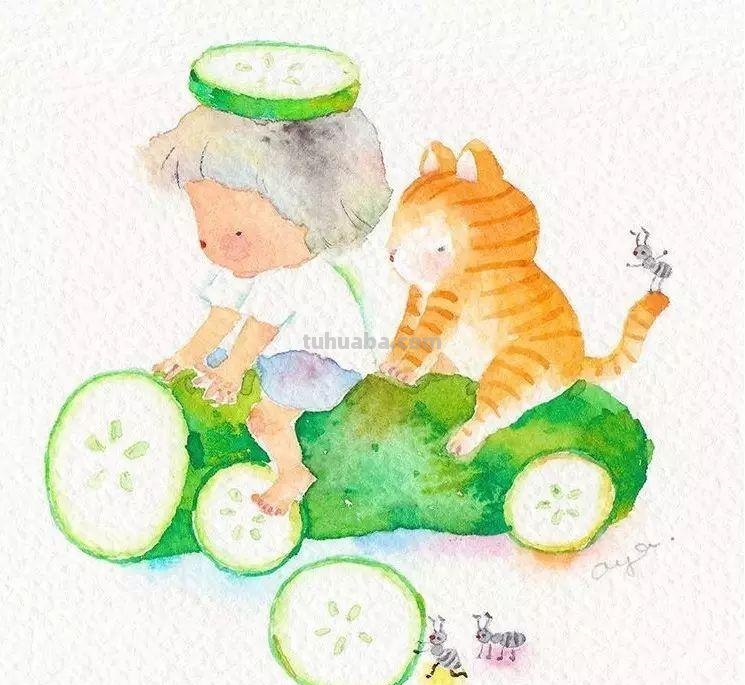 超可爱，超萌的儿童水彩插画，看的人心里暖暖的