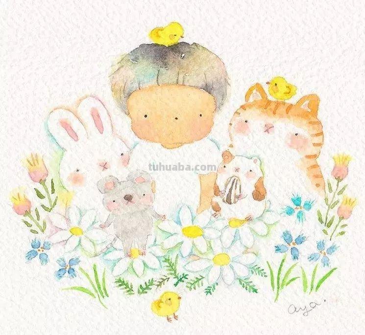 超可爱，超萌的儿童水彩插画，看的人心里暖暖的