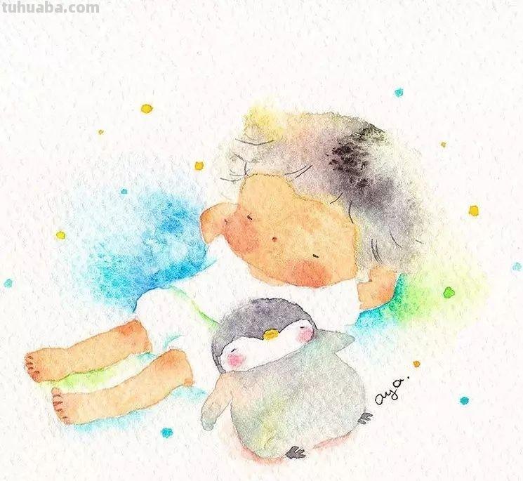 超可爱，超萌的儿童水彩插画，看的人心里暖暖的
