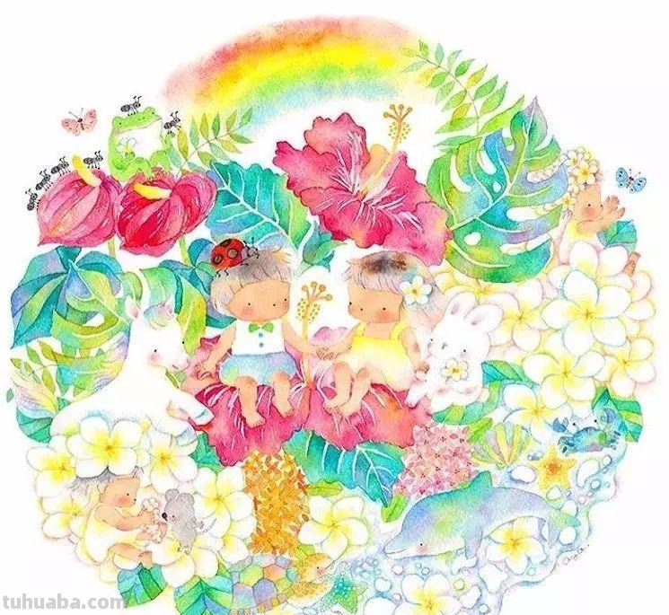 超可爱，超萌的儿童水彩插画，看的人心里暖暖的