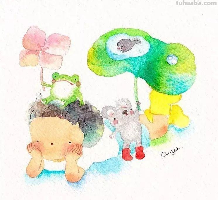 超可爱，超萌的儿童水彩插画，看的人心里暖暖的
