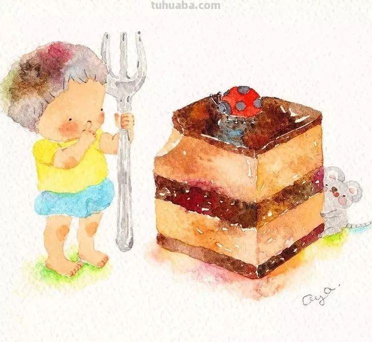 超可爱，超萌的儿童水彩插画，看的人心里暖暖的