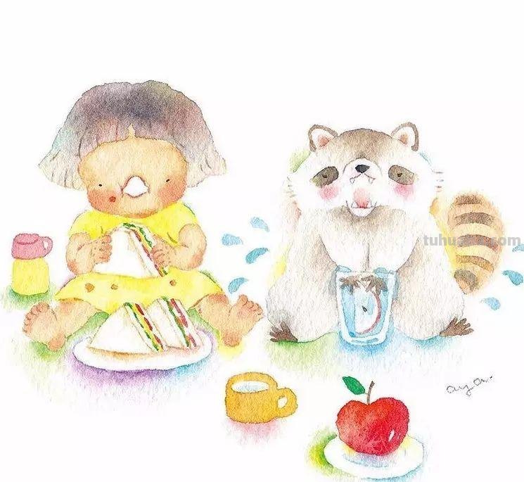 超可爱，超萌的儿童水彩插画，看的人心里暖暖的