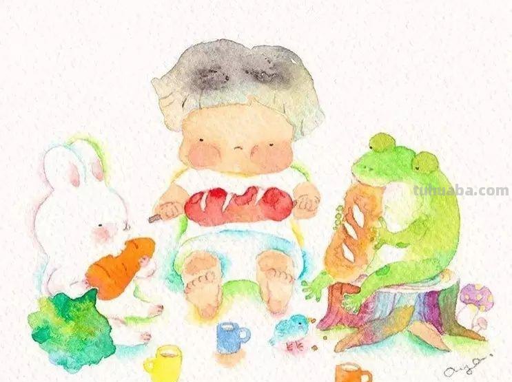 超可爱，超萌的儿童水彩插画，看的人心里暖暖的
