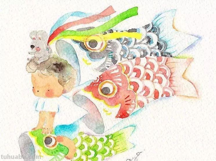 超可爱，超萌的儿童水彩插画，看的人心里暖暖的