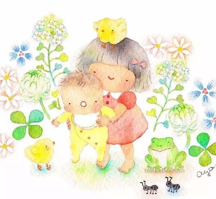 超可爱，超萌的儿童水彩插画，看的人心里暖暖的