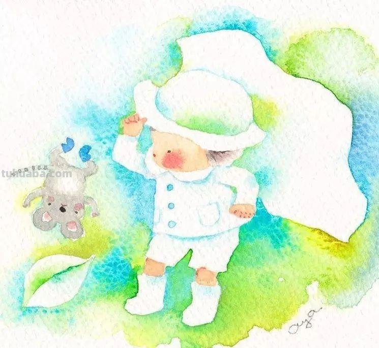 超可爱，超萌的儿童水彩插画，看的人心里暖暖的