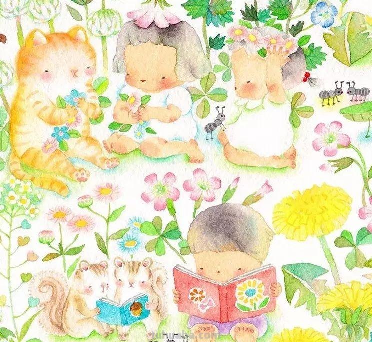 超可爱，超萌的儿童水彩插画，看的人心里暖暖的