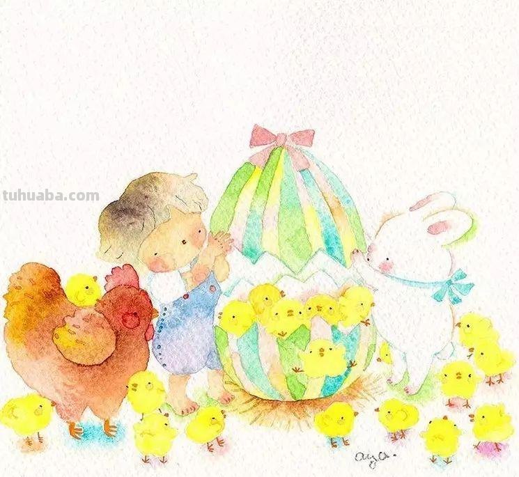 超可爱，超萌的儿童水彩插画，看的人心里暖暖的