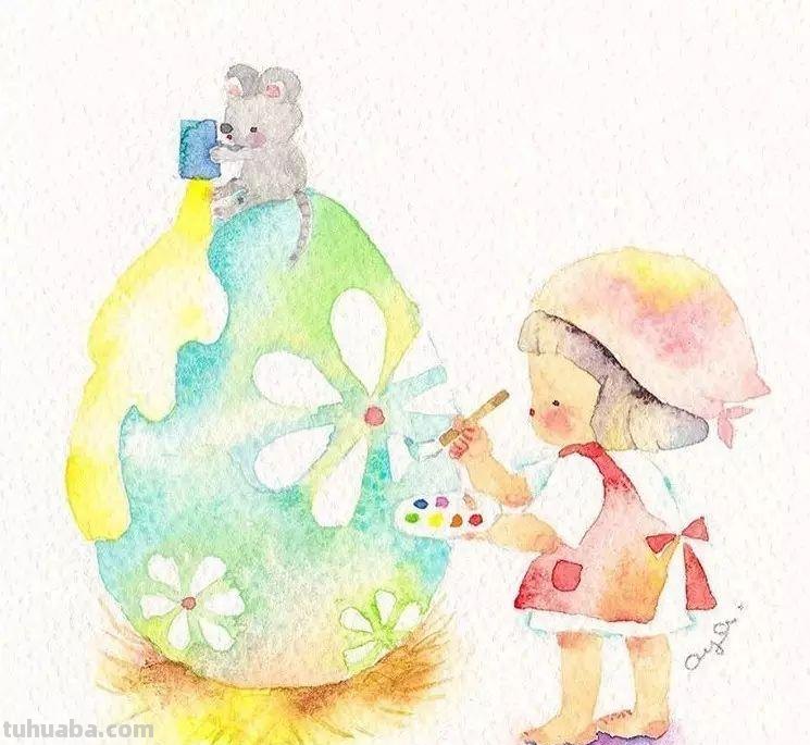 超可爱，超萌的儿童水彩插画，看的人心里暖暖的