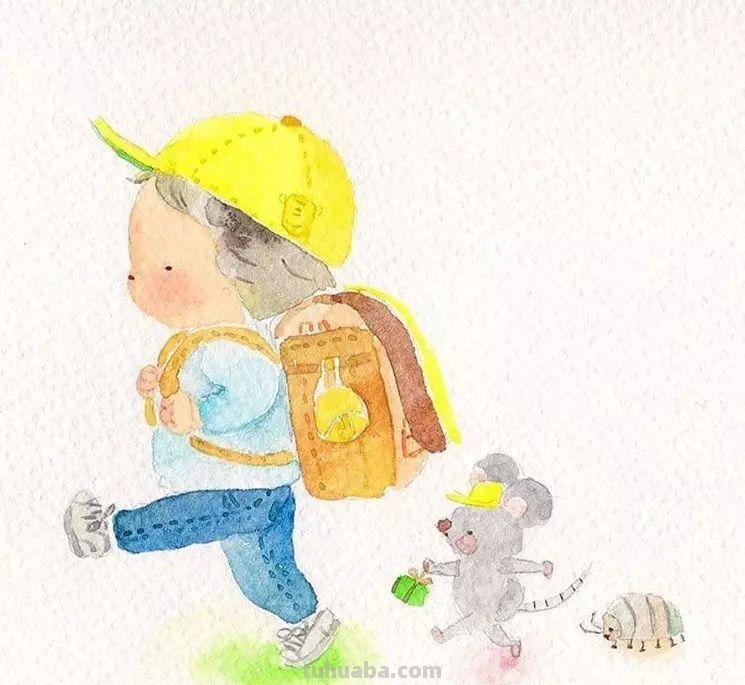 超可爱，超萌的儿童水彩插画，看的人心里暖暖的
