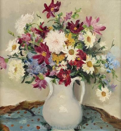 静物花束油画欣赏,法国印象派画家Marcel Dyf